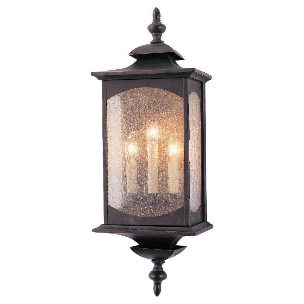 Oil Rubbed Bronze Outdoor Wall Lantern with Clear Seeded Glass