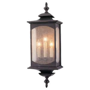 Market Square 3-Light Oil Rubbed Bronze Outdoor 25 in. Wall Lantern Sconce