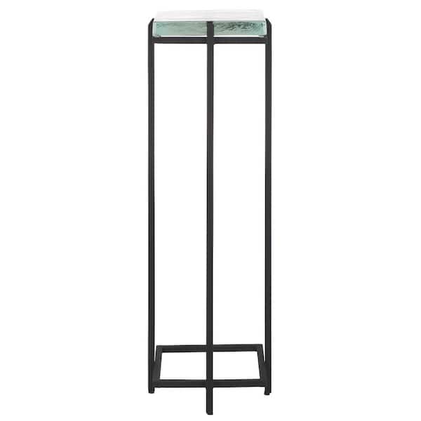 SAFAVIEH Giabelle 7.8 in. Black/Clear Square Glass End Table
