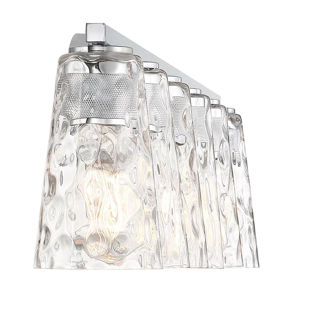 Gordon 6-Light Chrome Vanity with Clear Water Glass Shades