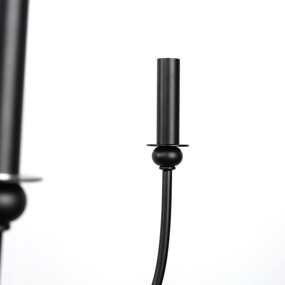 Matte Black Metal 9-Light Candle Circle Chandelier