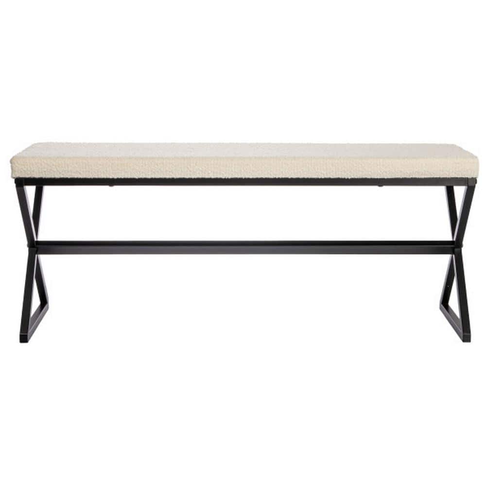 Harper Cream Boucle Upholstered Metal Bench