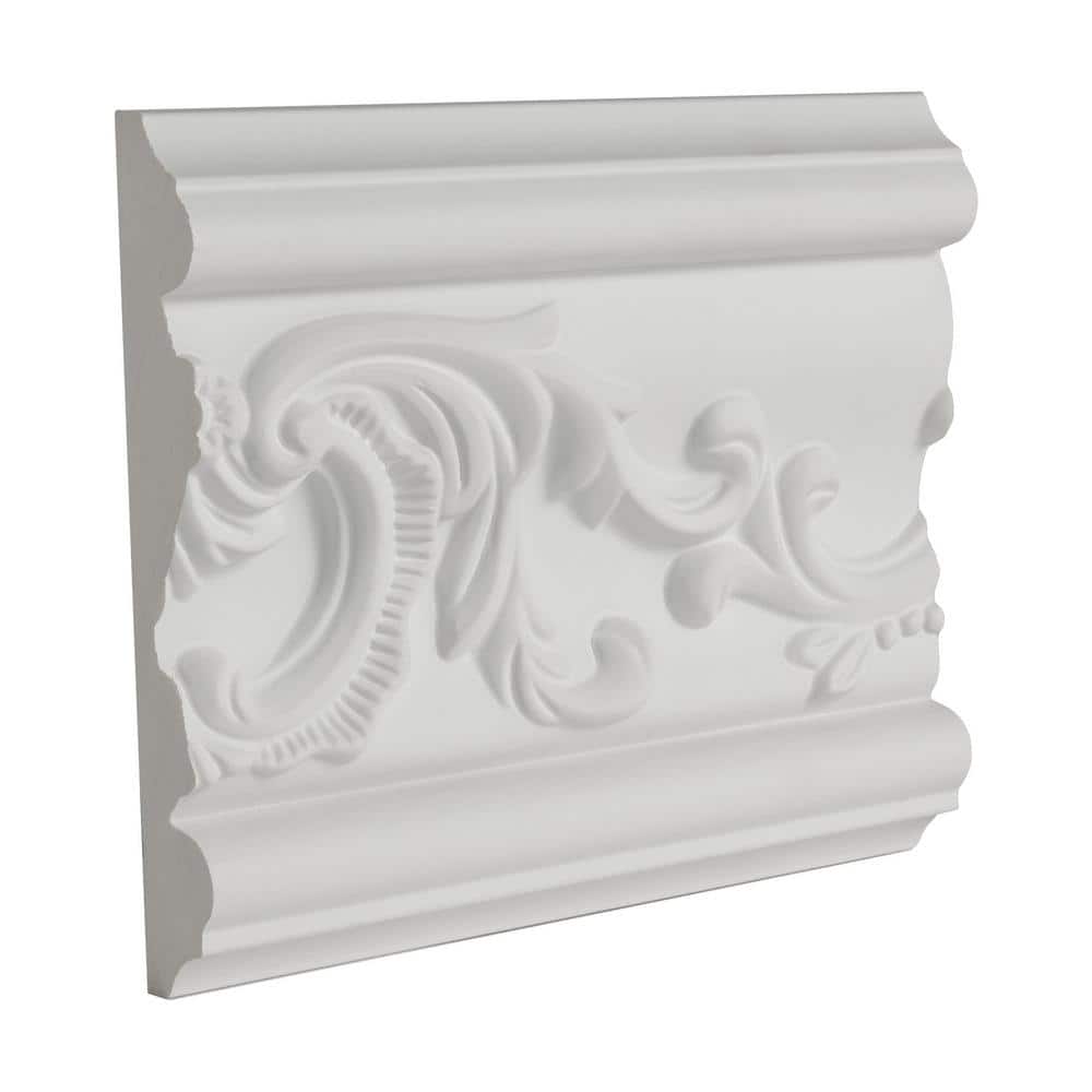 6-inch White Polyurethane Floral Panel Moulding Sample