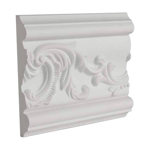 American Pro Decor 7/8 in. x 5-1/8 in. x 6 in. Long Polyurethane Floral Panel Moulding Sample
