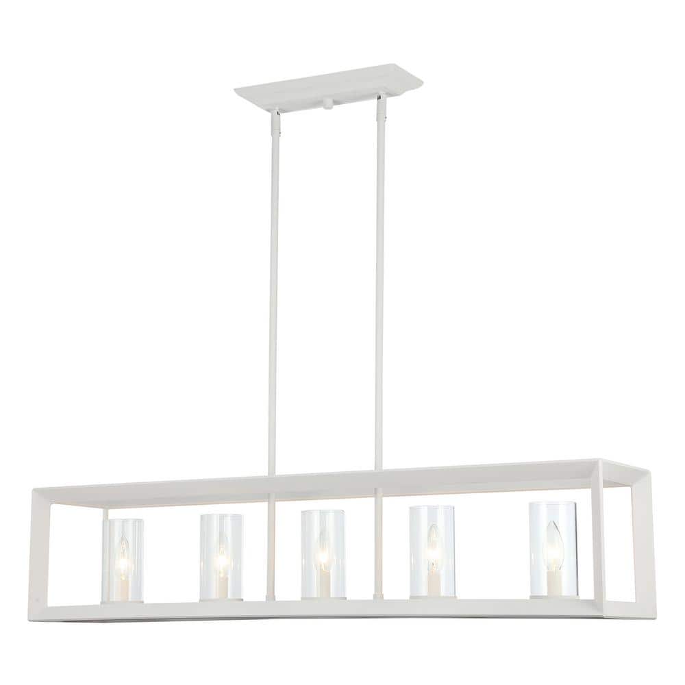 Smyth Natural White Glass 5-Light Linear Pendant
