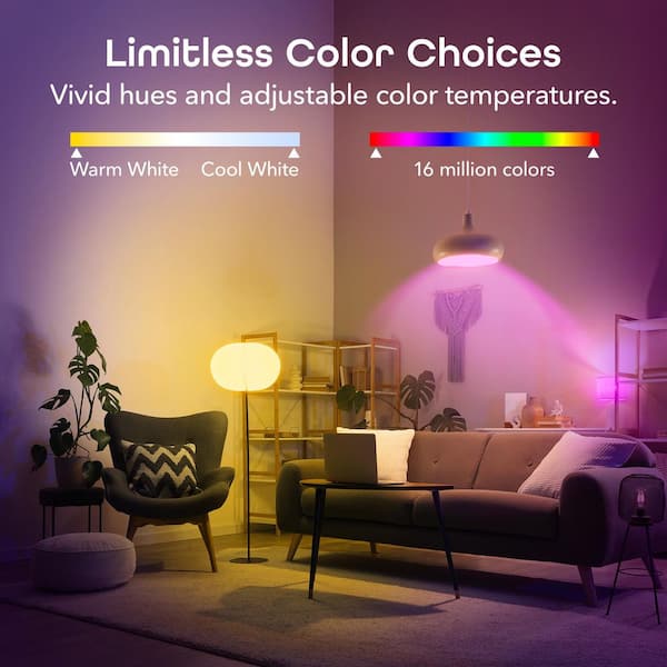 Geeni 60-Watt Equivalent Prisma Plus 800 A19 Dimmable and Tunable White LED Light Bulb Multicolor Wi-Fi Smart 2000-6500K