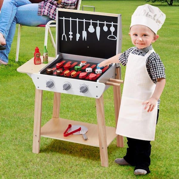 VEVOR Wooden Play Barbecue Toy Grill, Kids Grill Playset with Play