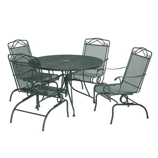 Unbranded Green Wrought Iron 5-Piece Action Patio Dining Set-DISCONTINUED