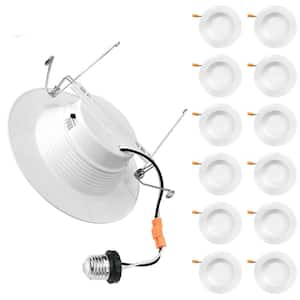 4 in. Adjustable 5CCT Retrofit Recessed 2700K-5000K Lighting, Dimmable with E26 Screw in Fixture, ETL Listed 12-Pack