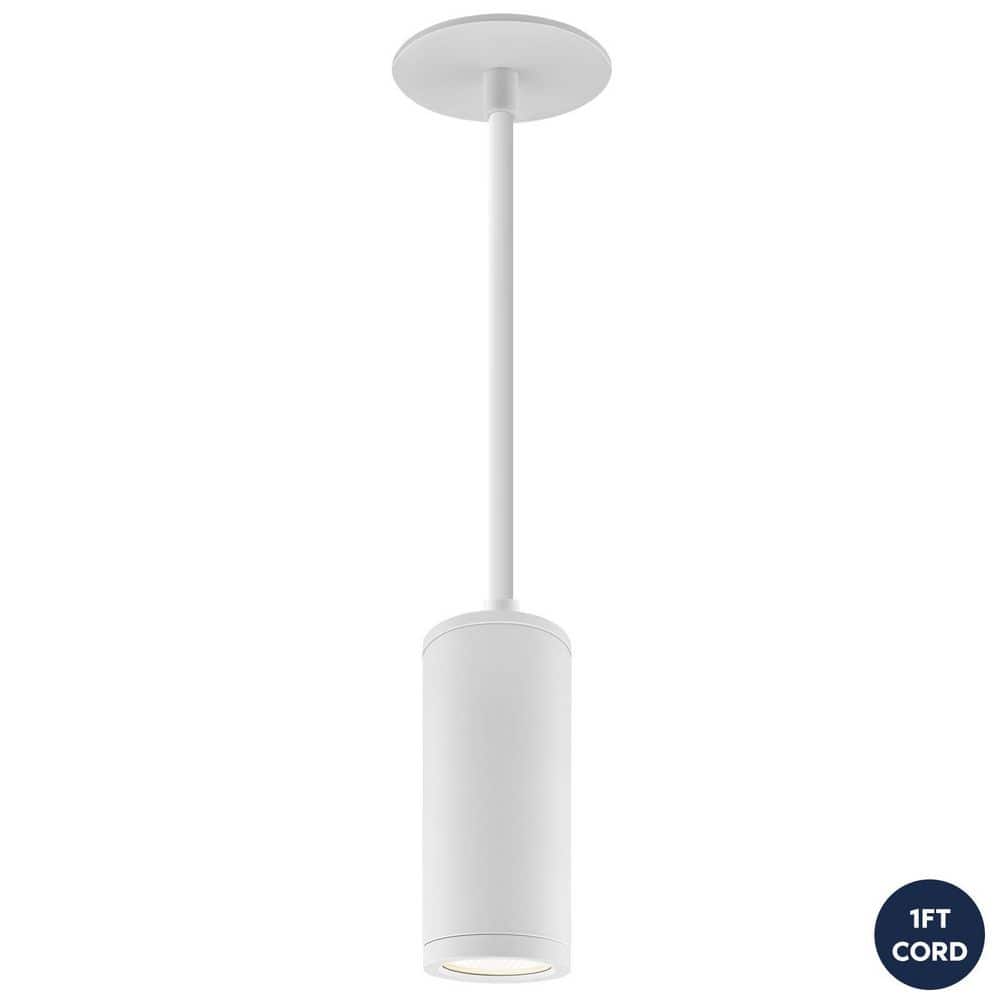 2.5 in. 1-Light White Cylinder LED Hardwired Pendant Light, 5CCT, 1100LM, 15W,CRI90 Dimmable 1 ft. Mount Cable, 120-277V price history on PriceWatchPro