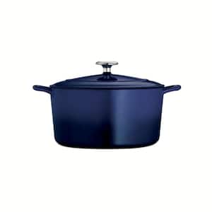 Gourmet 6.5 qt. Round Enameled Cast Iron Dutch Oven in Gradated Cobalt with Lid