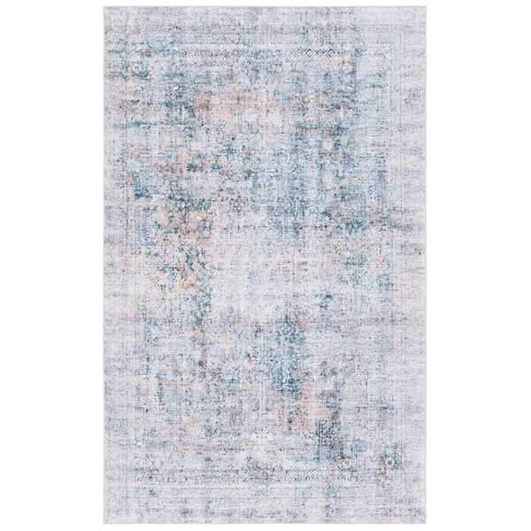 Arizona Dark Green/Beige 9 ft. x 12 ft. Distressed Border Ornate Machine Washable Area Rug