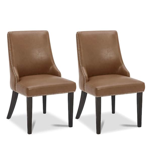 Spruce & Spring Merope Saddle Brown Faux Leather Dining Chair (Set of 2)