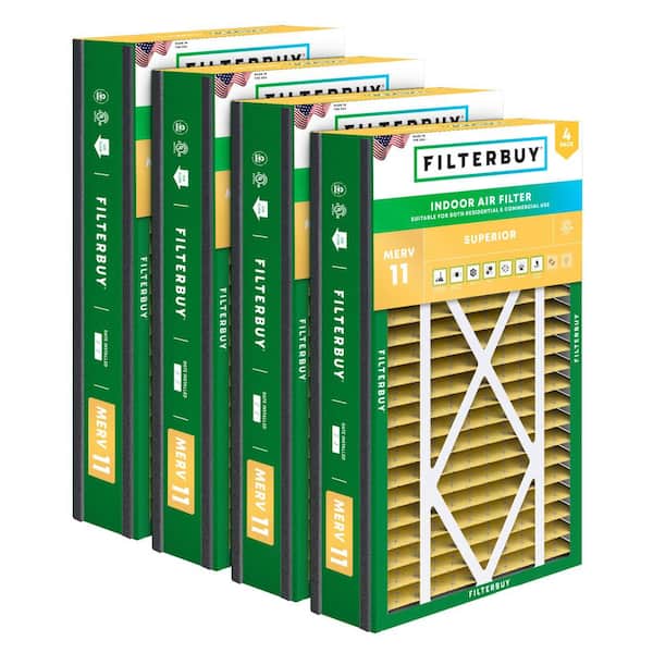 16 in. x 25 in. x 3 in. MERV 11 (FPR 7) Allergen Defense Pleated HVAC Furnace Air Filters for Air Bear & More (4-Pack)