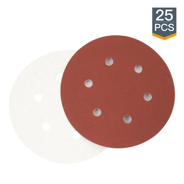 P320 Grit 150mm 6 Hole Backed Red Aluminium Oxide Sanding Disc 