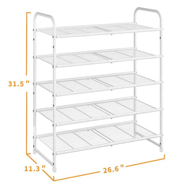 55 in. H 32-Pair White Metal 9-Tiers Shoe Rack