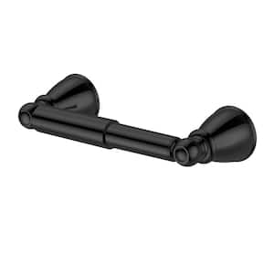 Lisbon Wall Mounted Spring Double Post Toilet Paper Holder in Matte Black Finish