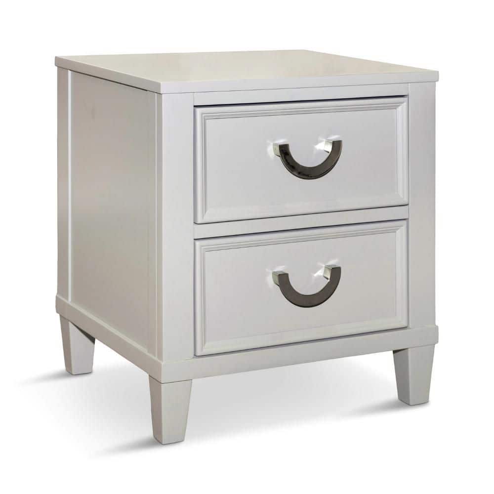 Roly Light Gray and Chrome 2 Drawer 19 in. W Nightstand