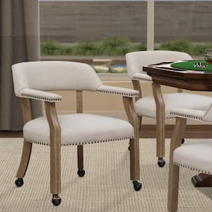 Millstone Sand Polyester Arm Chair with Nailhead Trim (Set of 1)