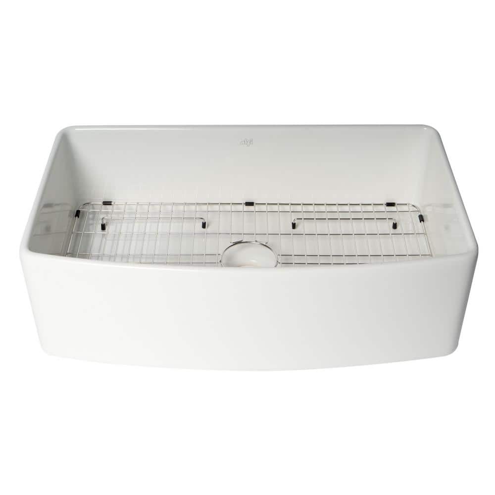 33'' White Fireclay Single Bowl Farmhouse Kitchen Sink