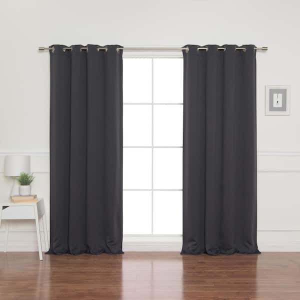 Unbranded Dark Grey Polyester Solid 100 in. W x 96 in. L Grommet Blackout Curtain