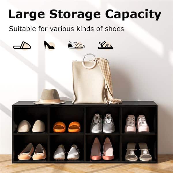 Costway 16 in. H x 40 in. W Black Composite Shoe Storage Bench