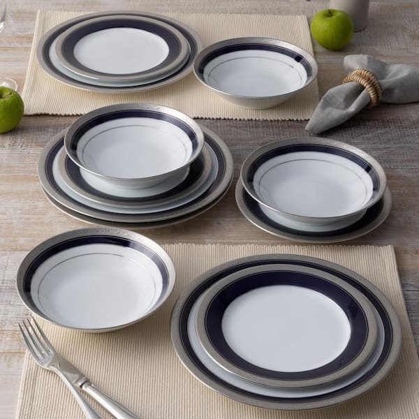 Noritake Crestwood Cobalt Platinum 12-Piece (White) Porcelain