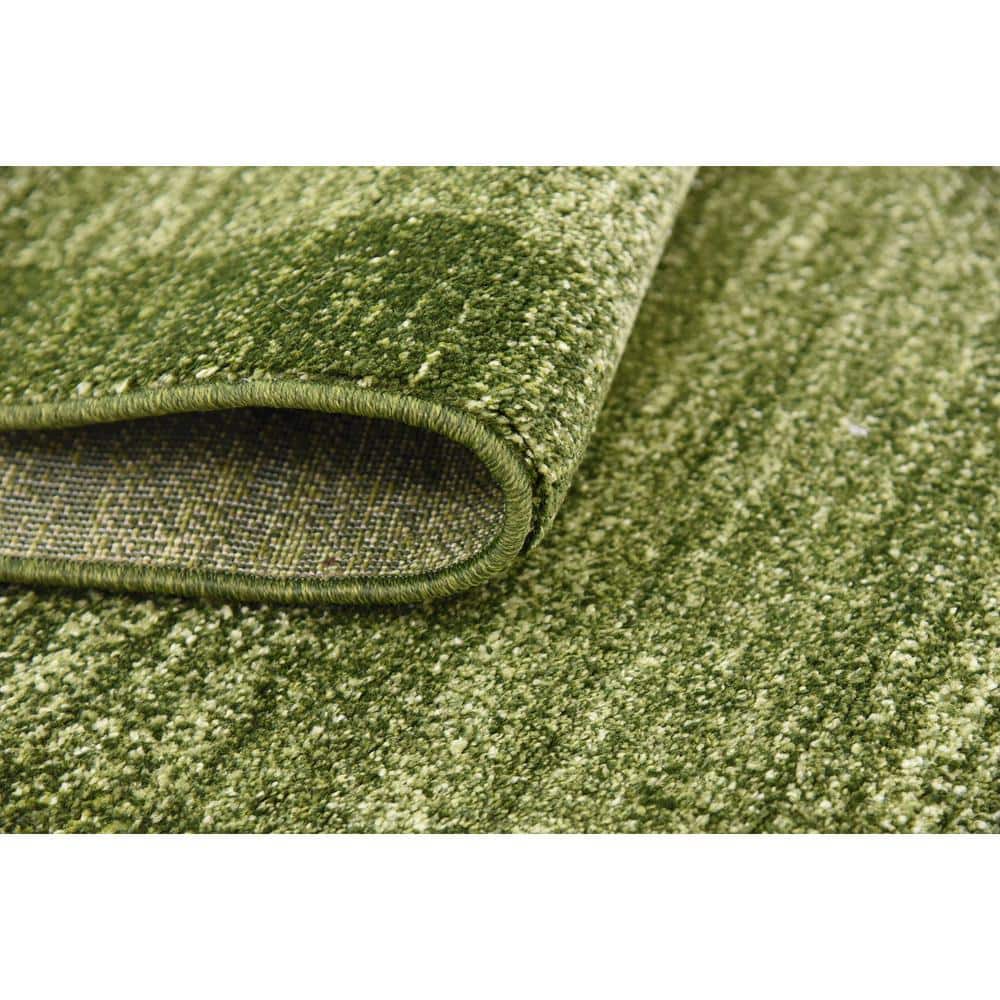 Light Green Synthetic Tufted Reversible Runner Rug