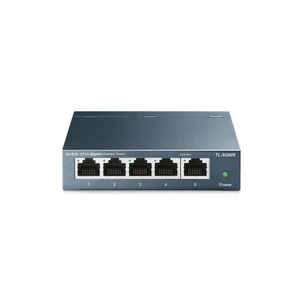 TL-SG605 5-Port Gigabit Ethernet Switch, Plug and Play Installation, Metal Design, Shielded Ports, Traffic Optimization