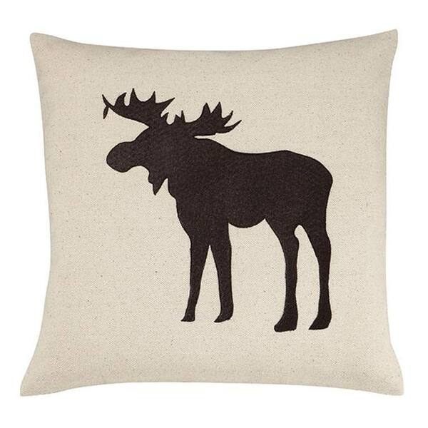 Unbranded Cotton Ivory and Brown 18 in. Square Moose Pillow