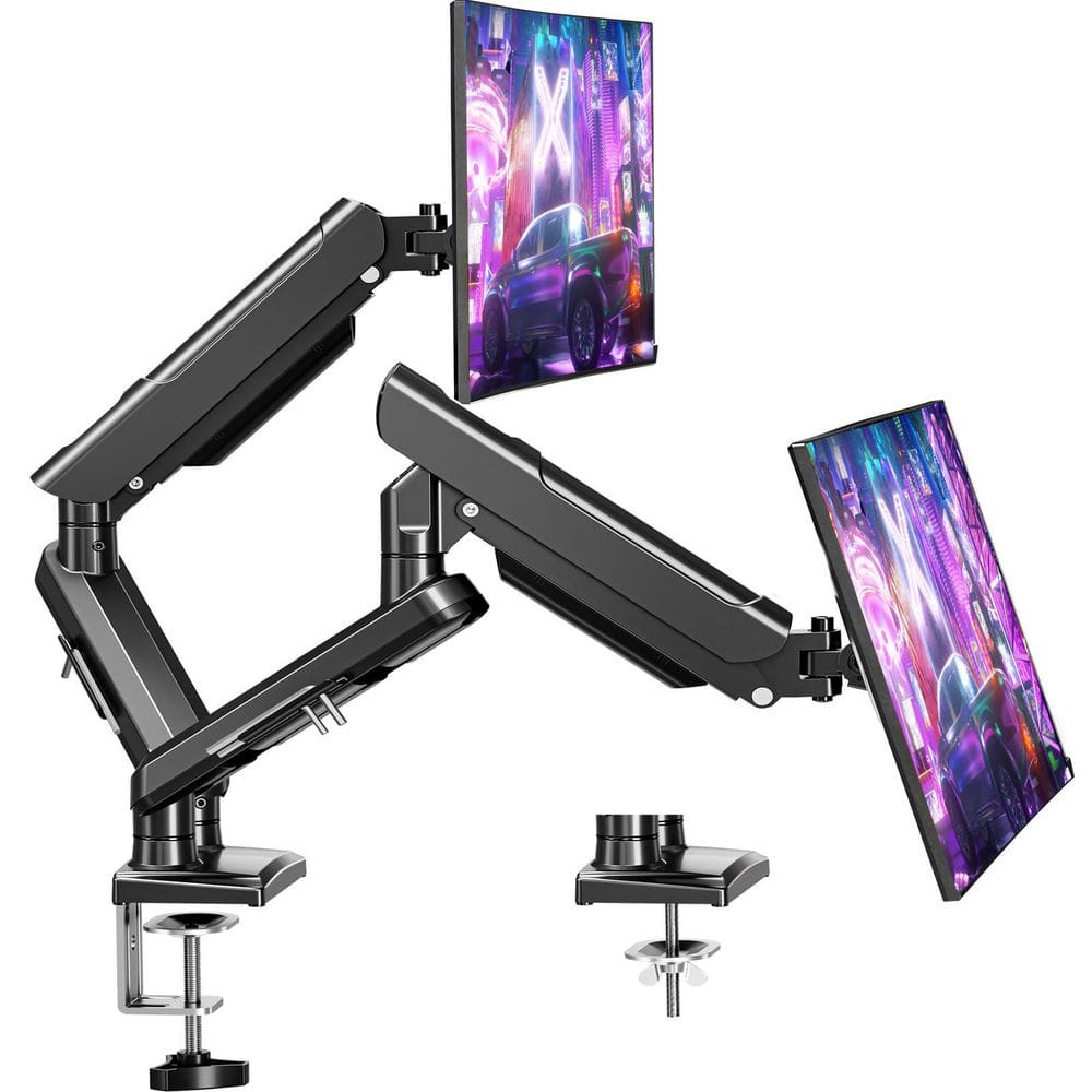 Black 22 lb. Dual Monitor Mount for 13-32 inch Screens, Full Adjustable Monitors Desk Mount with C-Clamp＆Grommet Base price history on PriceWatchPro