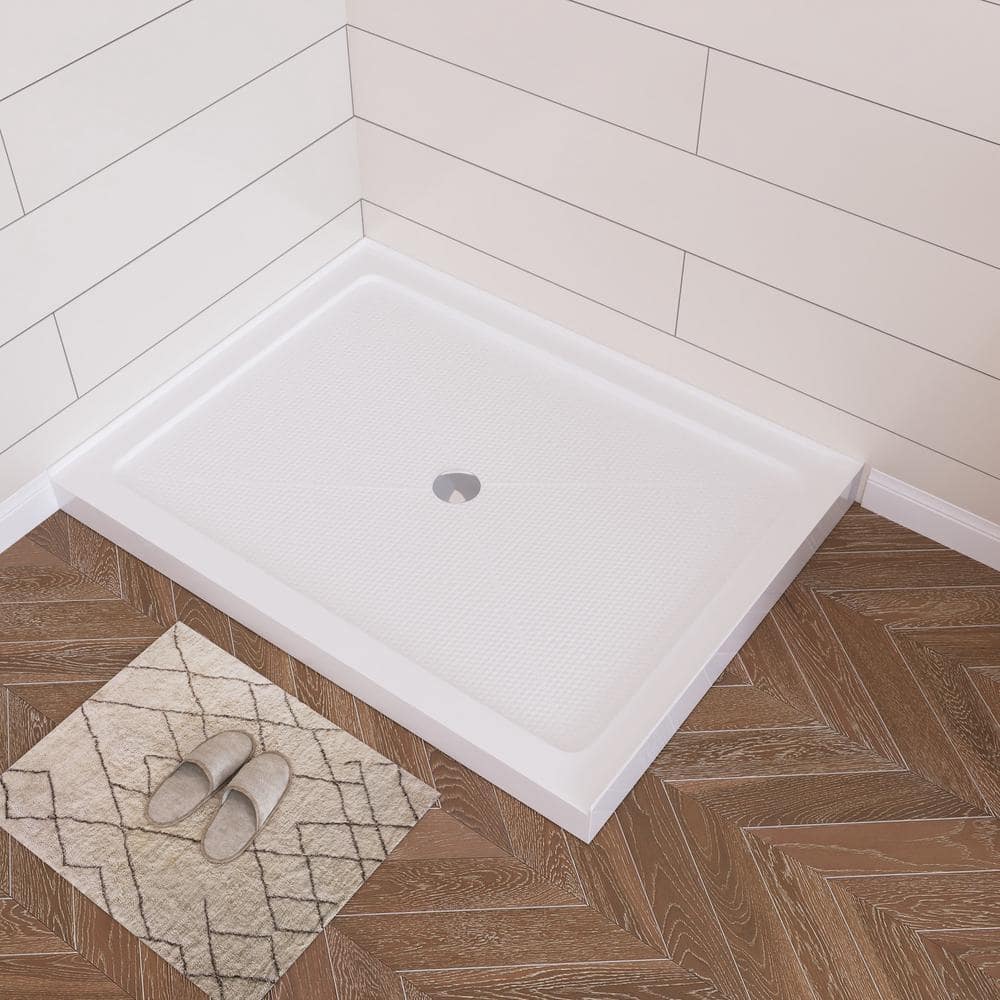 White Acrylic 48" Shower Base with Non-Slip Design