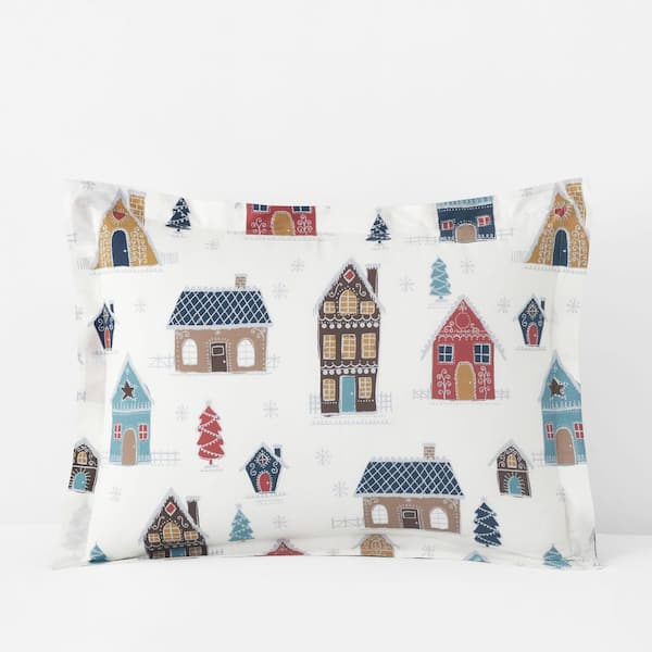 Company Cotton Gingerbread Houses White Multi Cotton Percale Sham