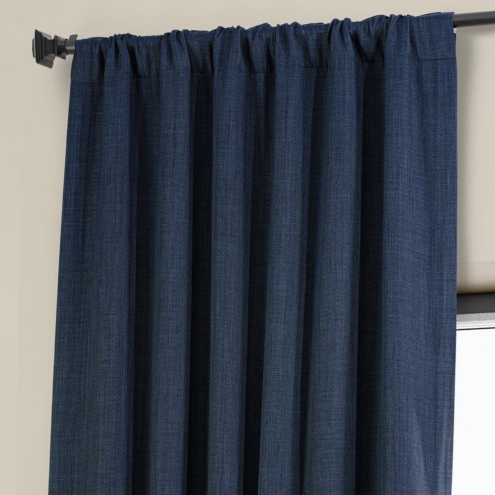 Indigo Faux Linen 108" Blackout Curtain Panel