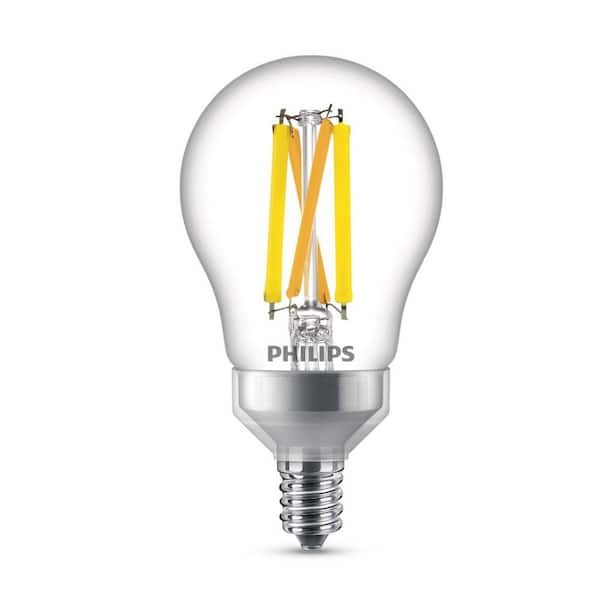 Philips 60-Watt Equivalent A15 Ultra Definition Dimmable Clear Glass E12 LED Light Bulb Soft White with Warm Glow 2700K (2-Pack)