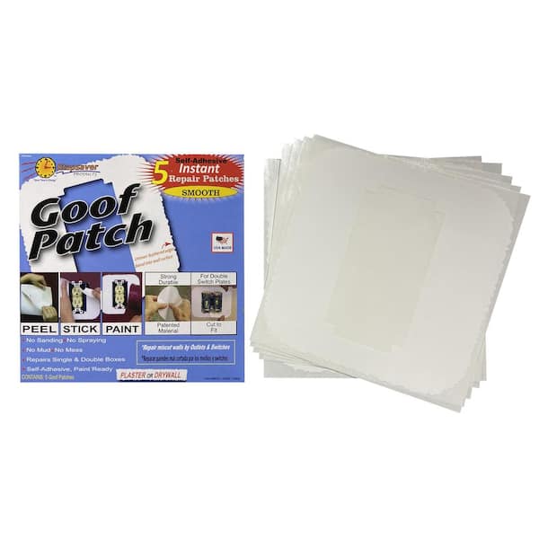 Stepsaver PRODUCTS Self Adhesive Paint Ready 'Goof Patch' Repair damage around Switches & Outlets (smooth wall patch)