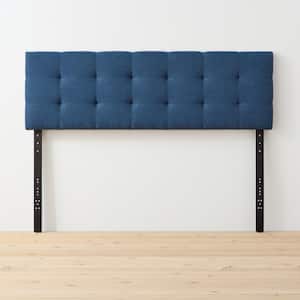 Kaylee Adjustable Navy King/Cal King Upholstered Low Profile Headboard with Square Tufting