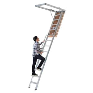 Energy Efficient 10 ft.- 12 ft., 22.5 in. x 63 in. Insulated Aluminum Attic Ladder with 375 lbs. Type IAA Load Capacity