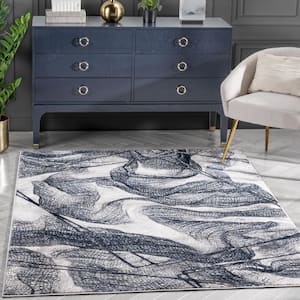 Cairo Gillian Blue 5 ft. 3 in. x 7 ft. 3 in. Modern Abstract Area Rug