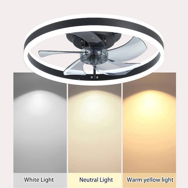 LINJO 20 in. Indoor Black Dimmable LED Flush Mount Fandelier