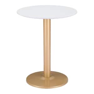 Alto 23.6in. Round White Wood Top with Steel Pedestal Base Dining Table (Seats 2)