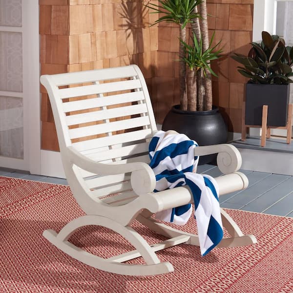 Sonora White Eucalyptus Wood Outdoor Rocking Chair without Cushion