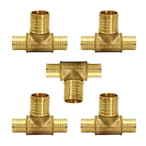 1/2 in. x 1/2 in. x 3/4 in. Brass PEX Barb Reducing Tee Pipe Fittings (5-Pack)