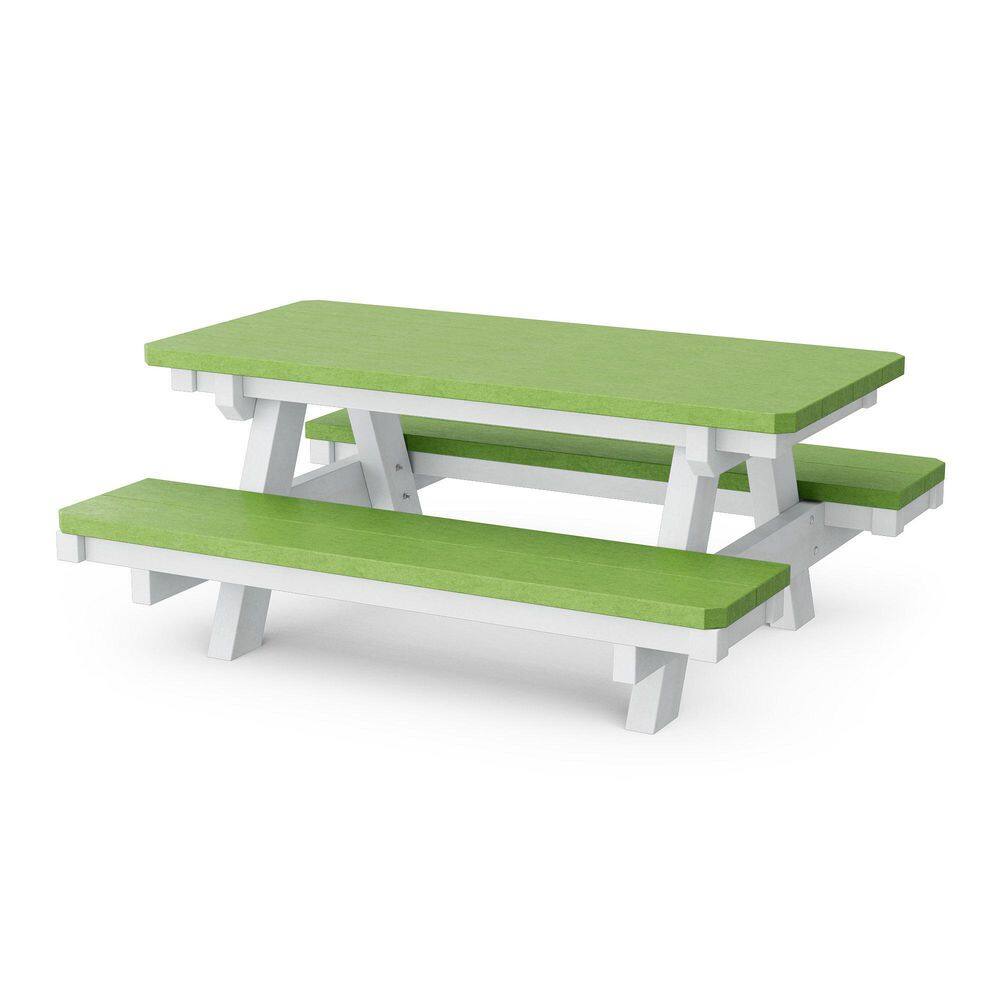 Heritage 48 in. Lime Green and White Rectangle HDPE Plastic Child's Picnic Table Seats 6 KIds price history on PriceWatchPro