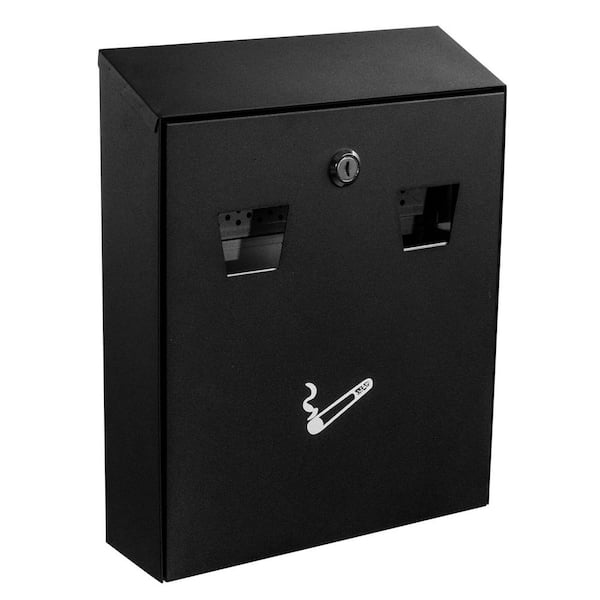 Black Wall-Mounted Cigarette Disposal Station Outdoor Ashtray