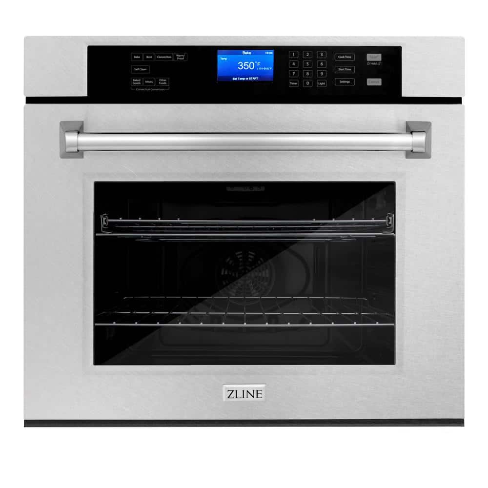 ZLINE Kitchen and Bath 30 in. Single Electric Wall Oven with True Convection in Fingerprint Resistant Stainless Steel, DuraSnow Stainless Steel