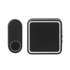 Black Plastic Wireless Battery Operated Doorbell Kit