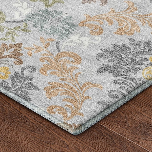 Mayfield Premium Machine Washable Abstract AMF2544 Silver 2 ft. x 3 ft. Accent Rug
