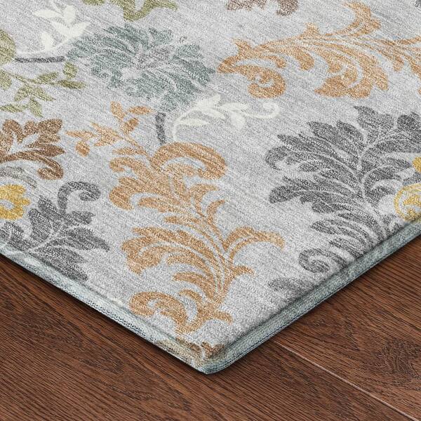 Mayfield Premium Machine Washable Abstract AMF2544 Silver 5 ft. x 7 ft. 6 in. Area Rug