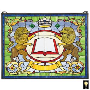 Lion Coat of Arms Stained Glass Window Panel